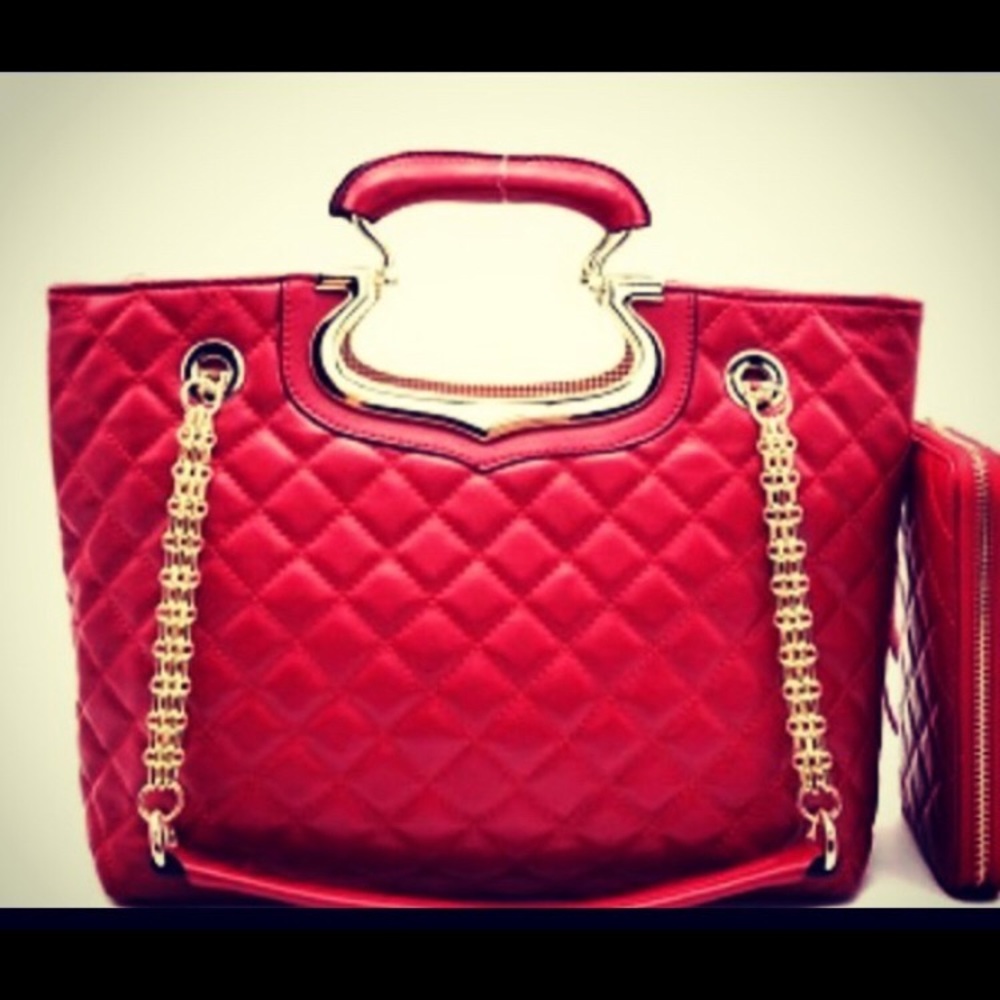 Quilted two way wine color shoulder/handbag